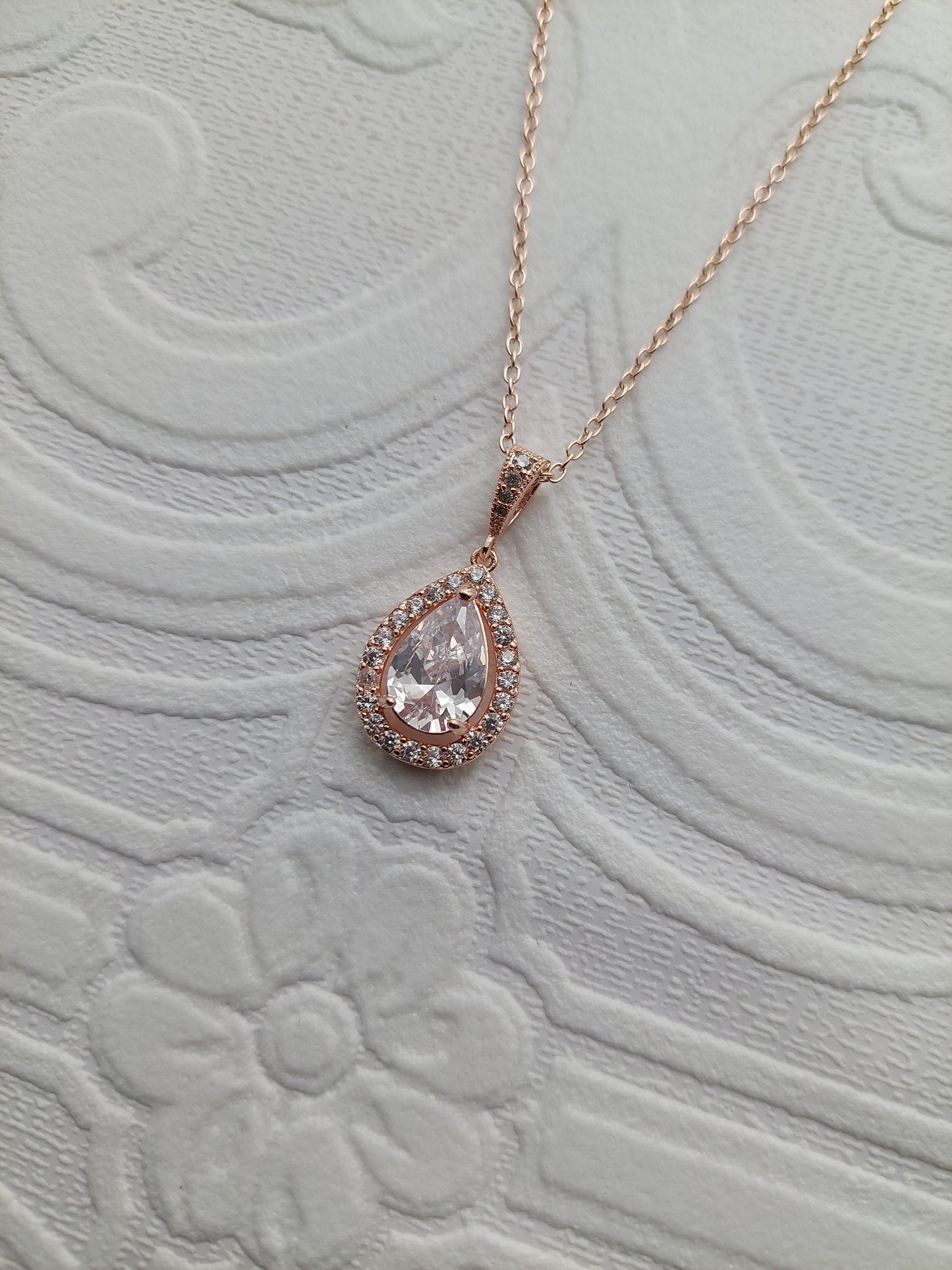 Rose Gold Colour Teardrop Necklace