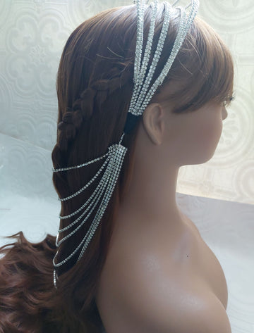 Rhinestone Hairband with Drape Attachment