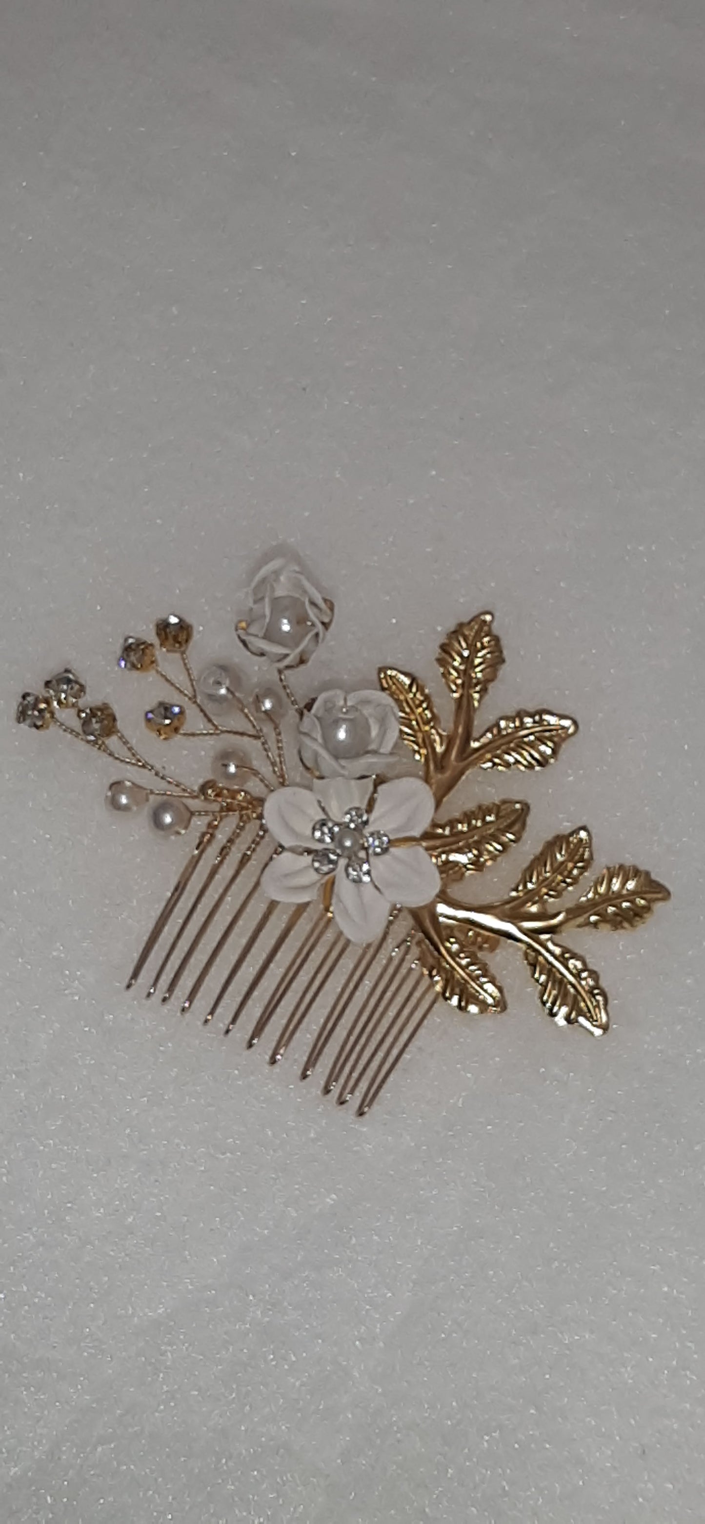 Small Gold and Ivory Flower Haircomb