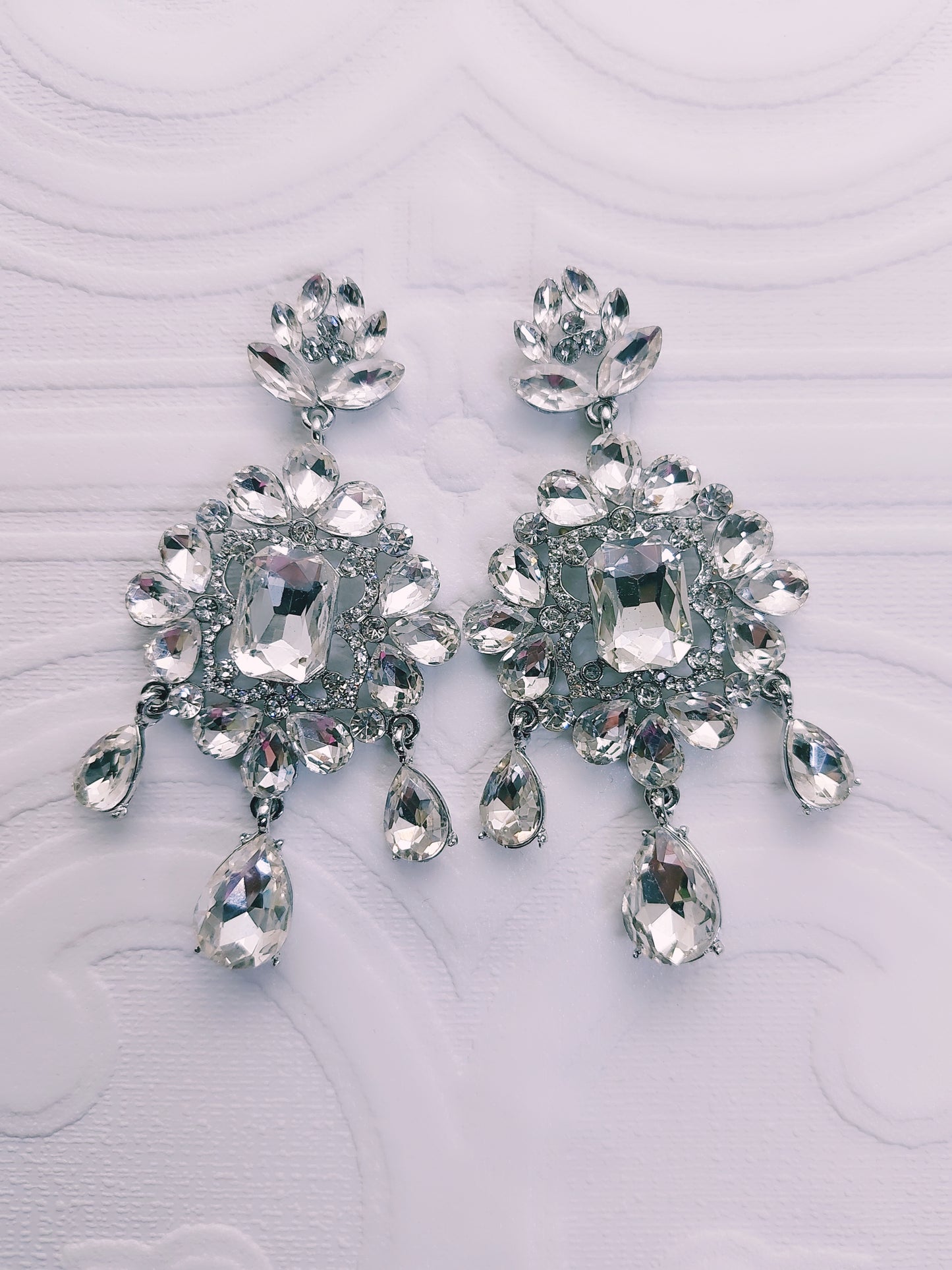 Crystal 3 Tier Drop Earrings