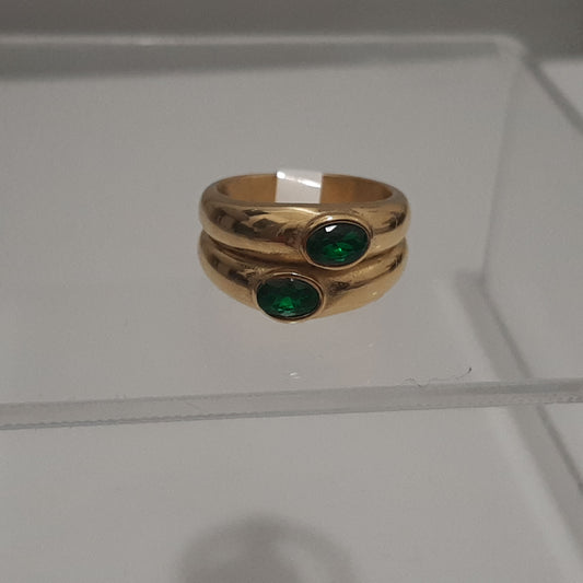 Gold/Green Stack Ring