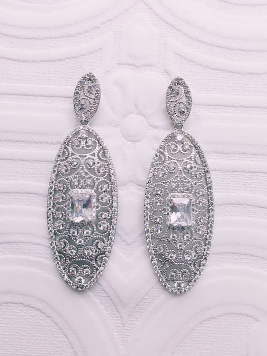 Large Ornate Crystal Earrings