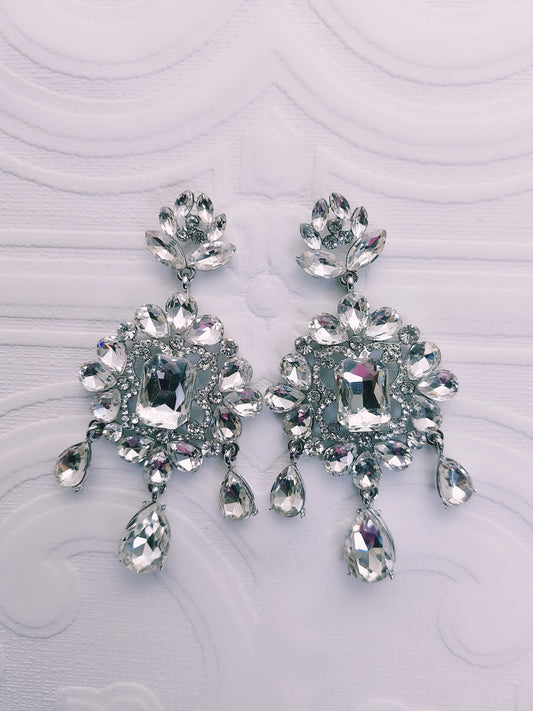 Crystal 3 Tier Drop Earrings