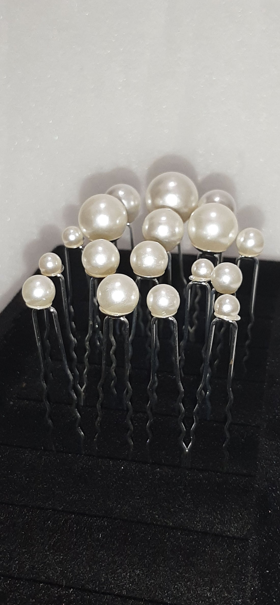 Silver Pearls Hairpins Set of 16