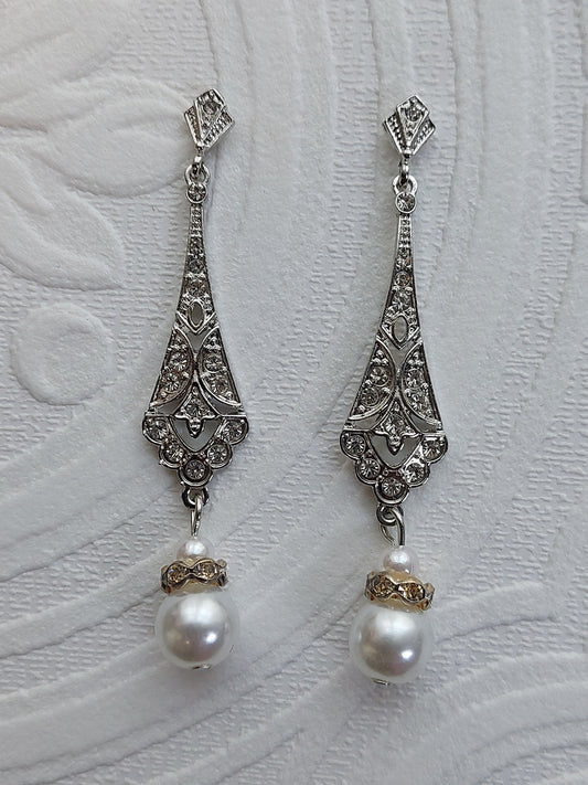 Art Deco Inspired Pearl Earrings