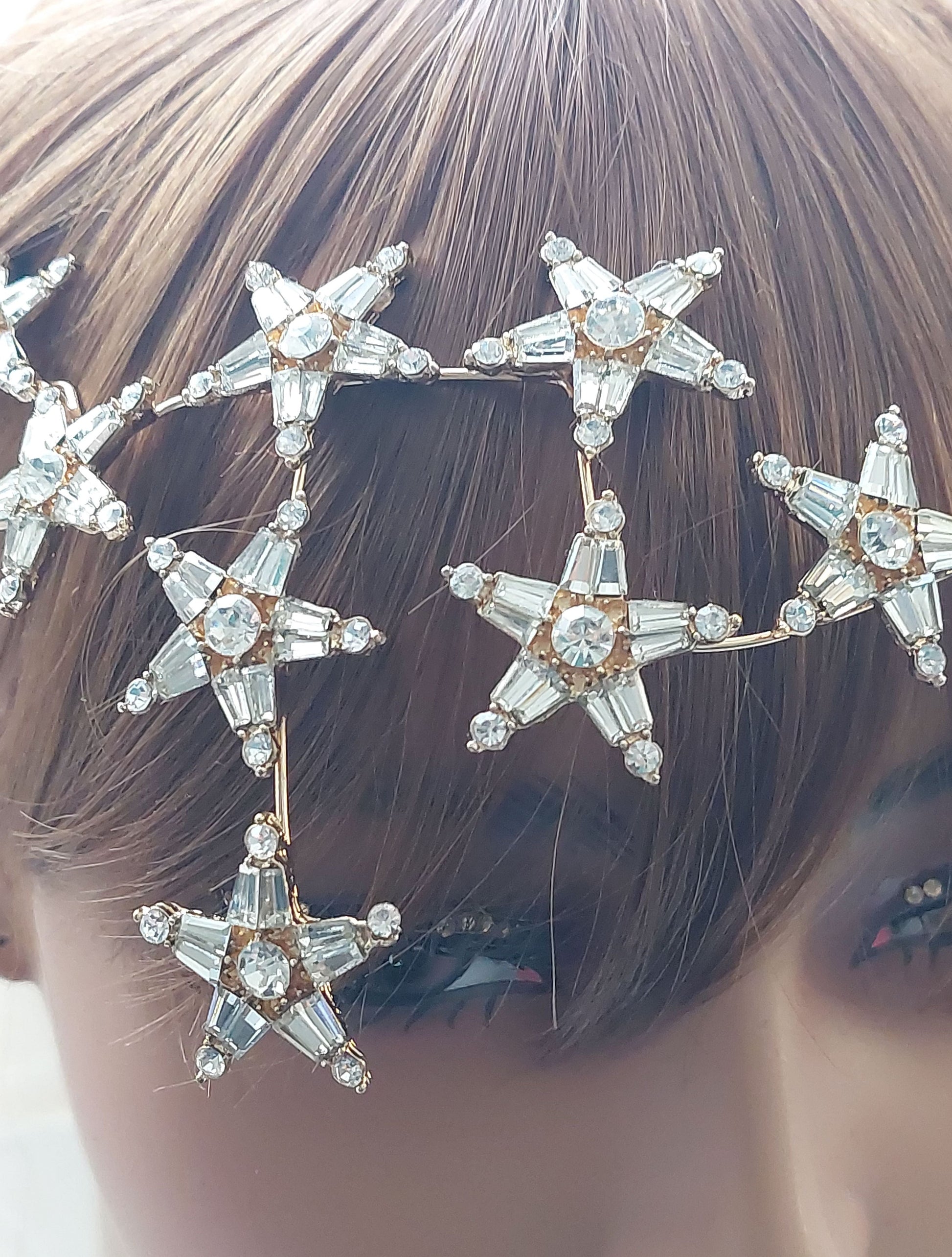 Crystal CZ Starburst Gold Headpiece