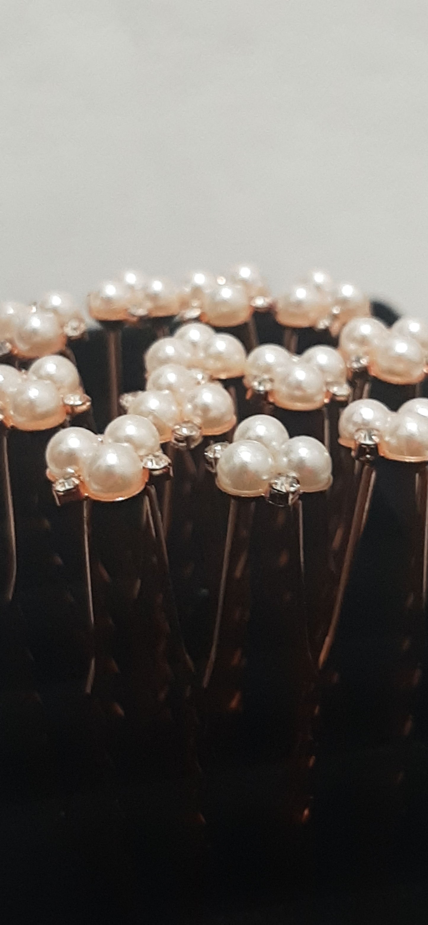 Rose Gold Pearl and Rhinestone Hairpins Set of 6