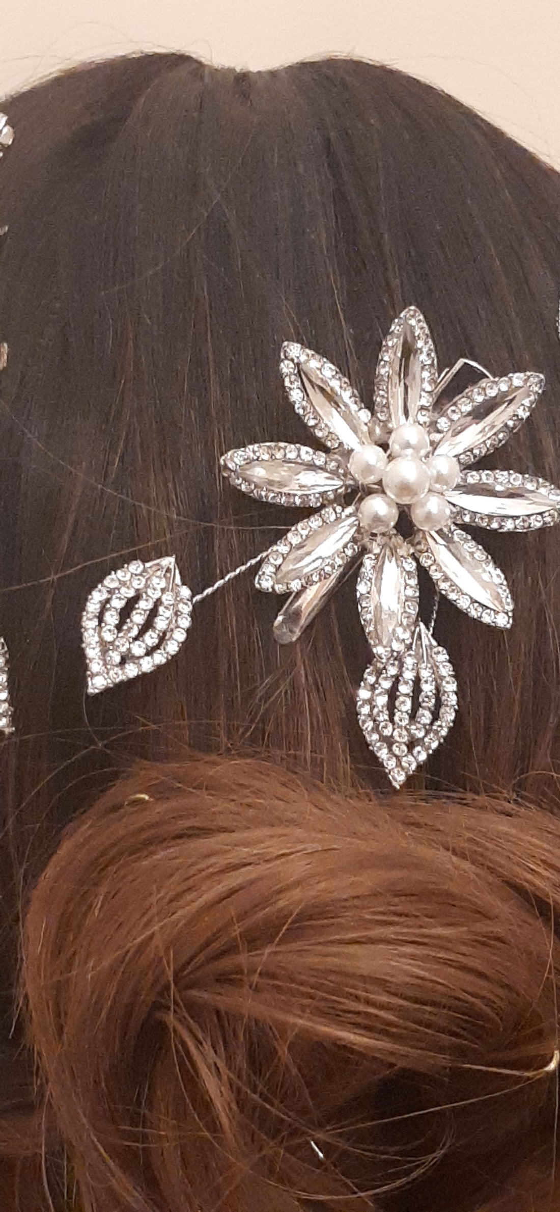 Rhinestone and Pearl Hair Slides Set of 3