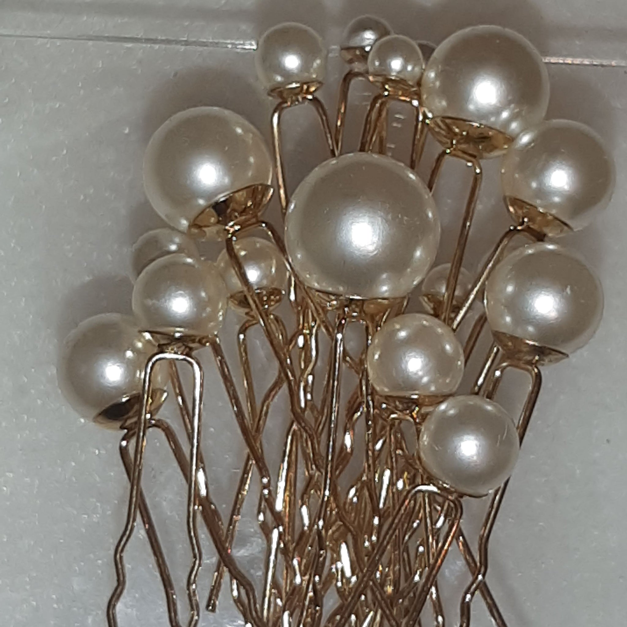Gold Pearl Hairpins Set of 18