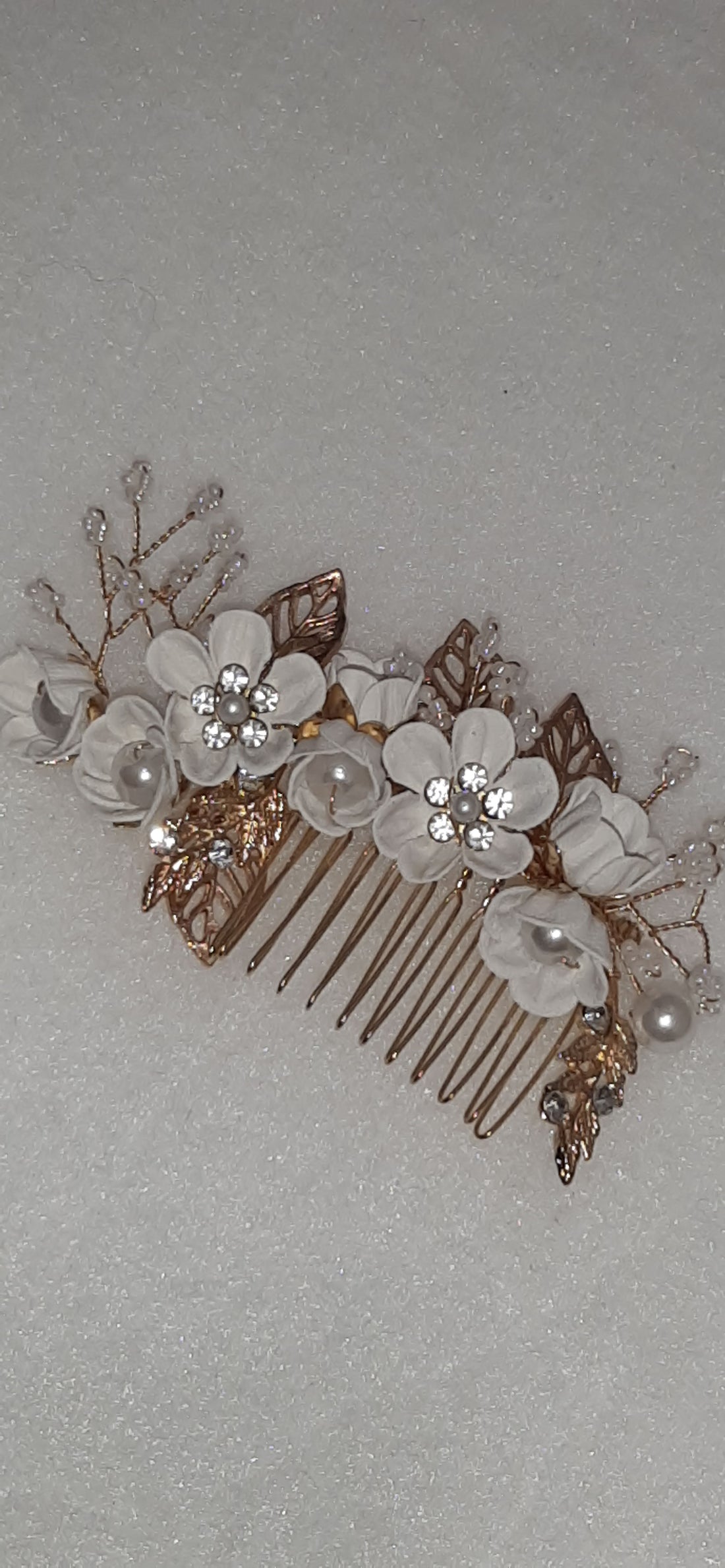 Gold and Ivory Flower Haircomb