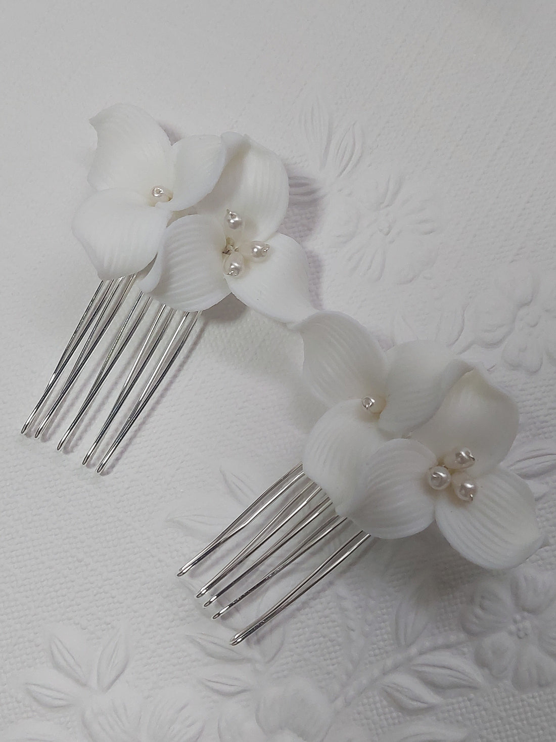 Clay Flower Haircomb x 2