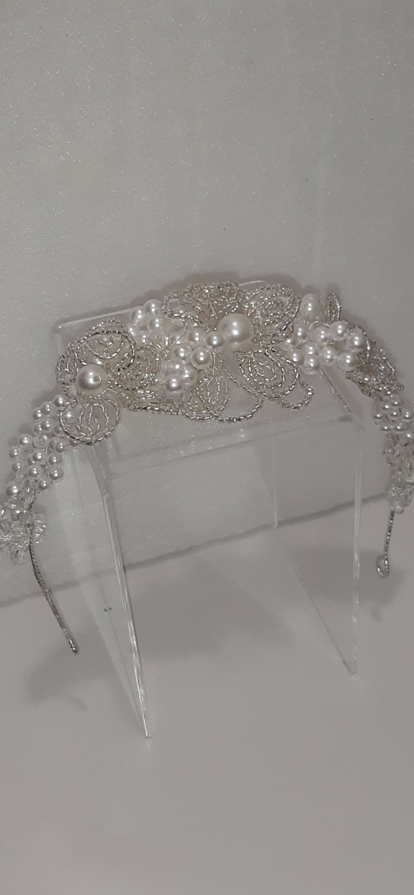 Handmade Ivory Pearl / Floral Beaded Headband