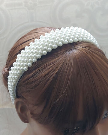 Flat Ivory Pearl Headband