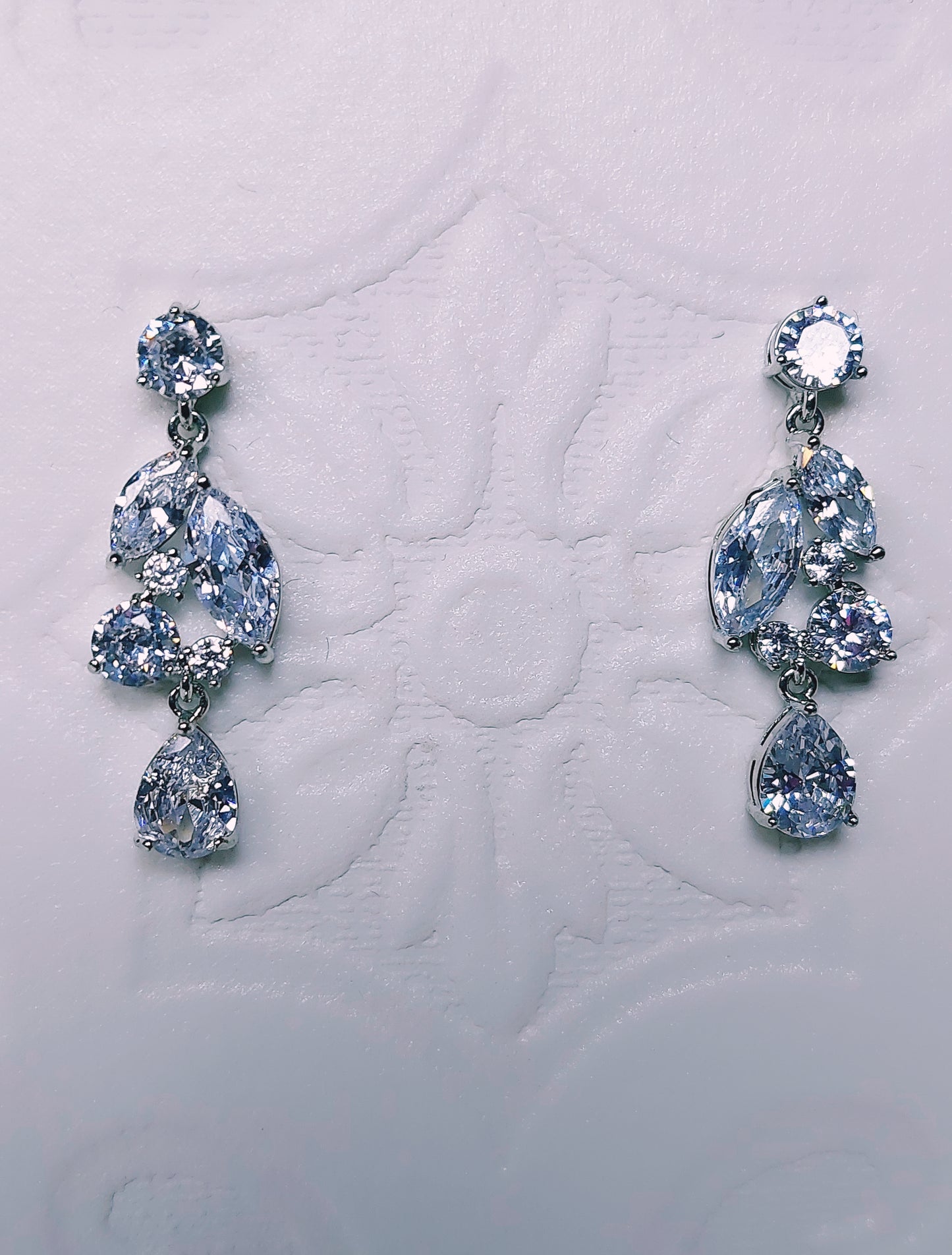 Double Petal Crystal Drop Earrings