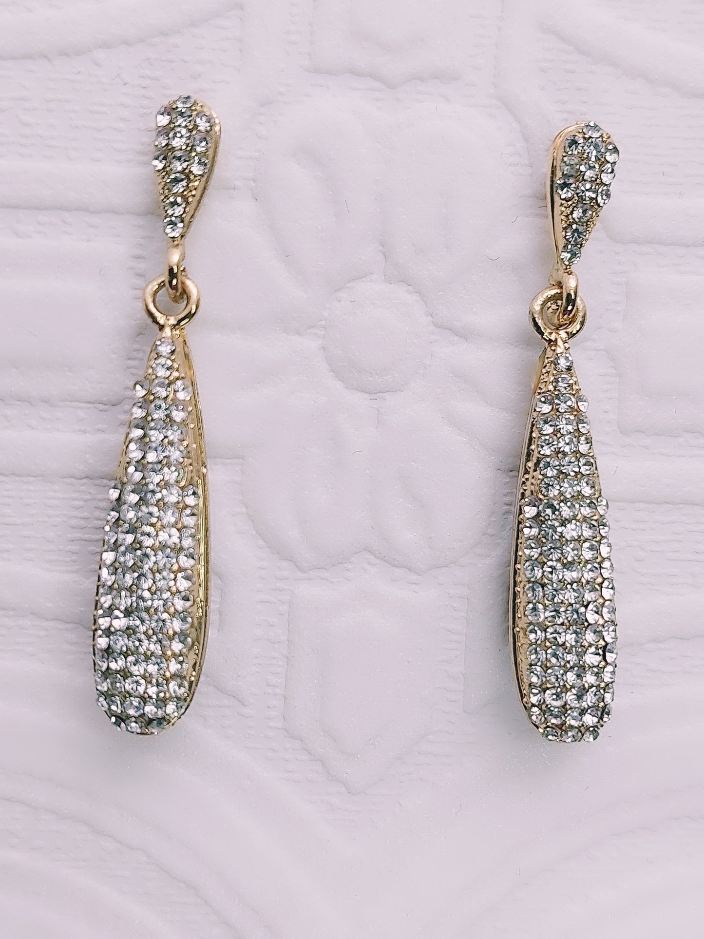 Pave Gold Teardrop Earrings