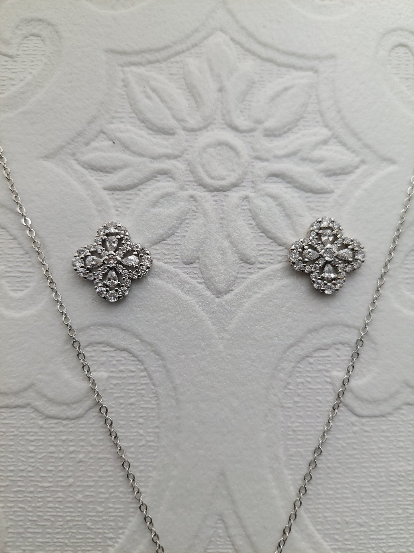 Flower Crystal Earrings Pendant Set