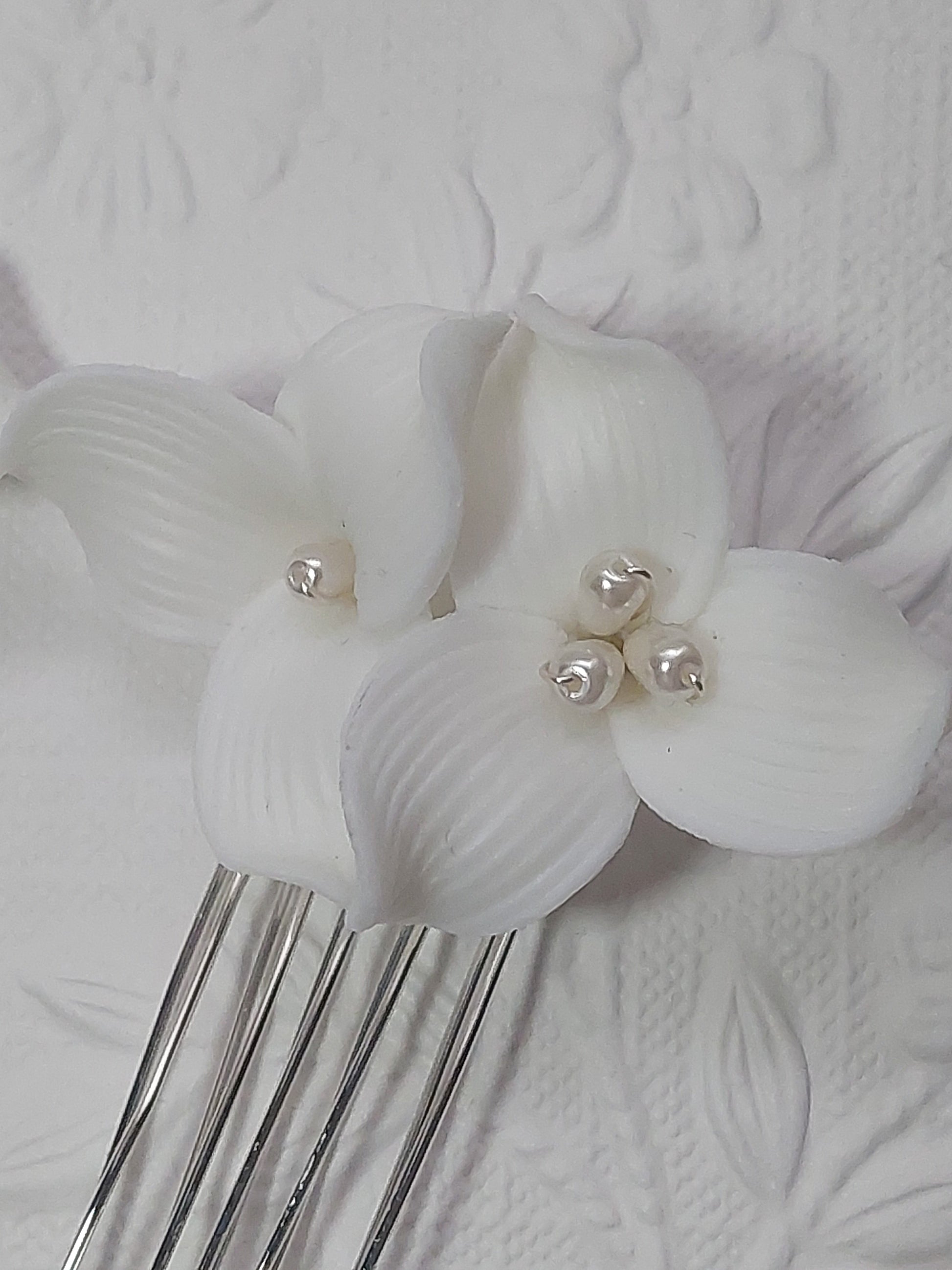 Clay Flower Haircomb x 2