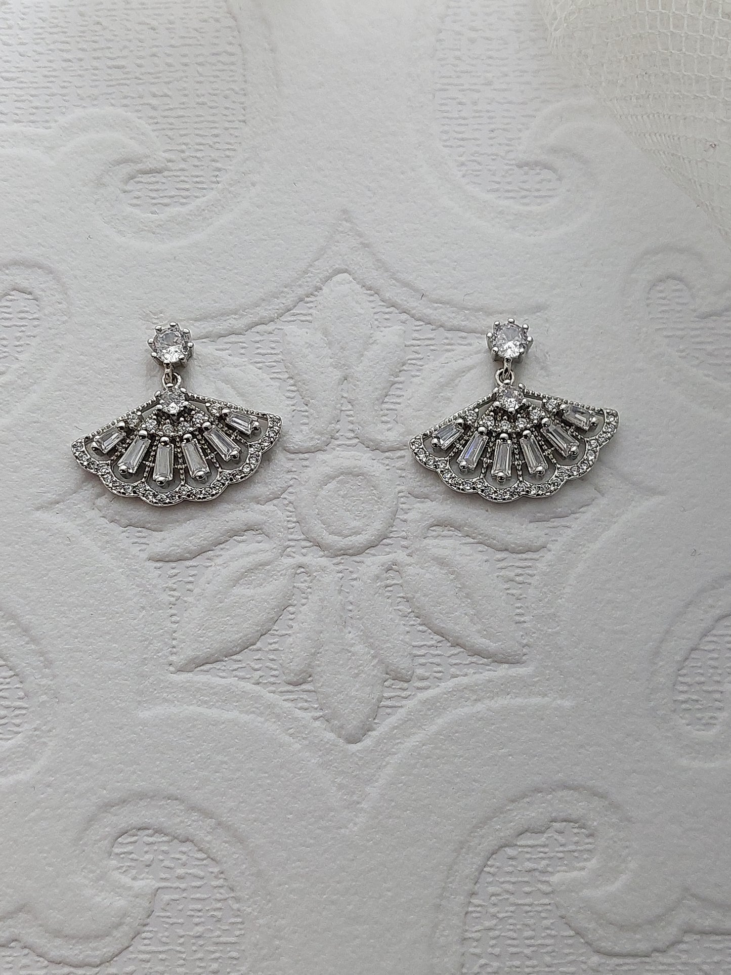 Crystal Fan Drop Earrings