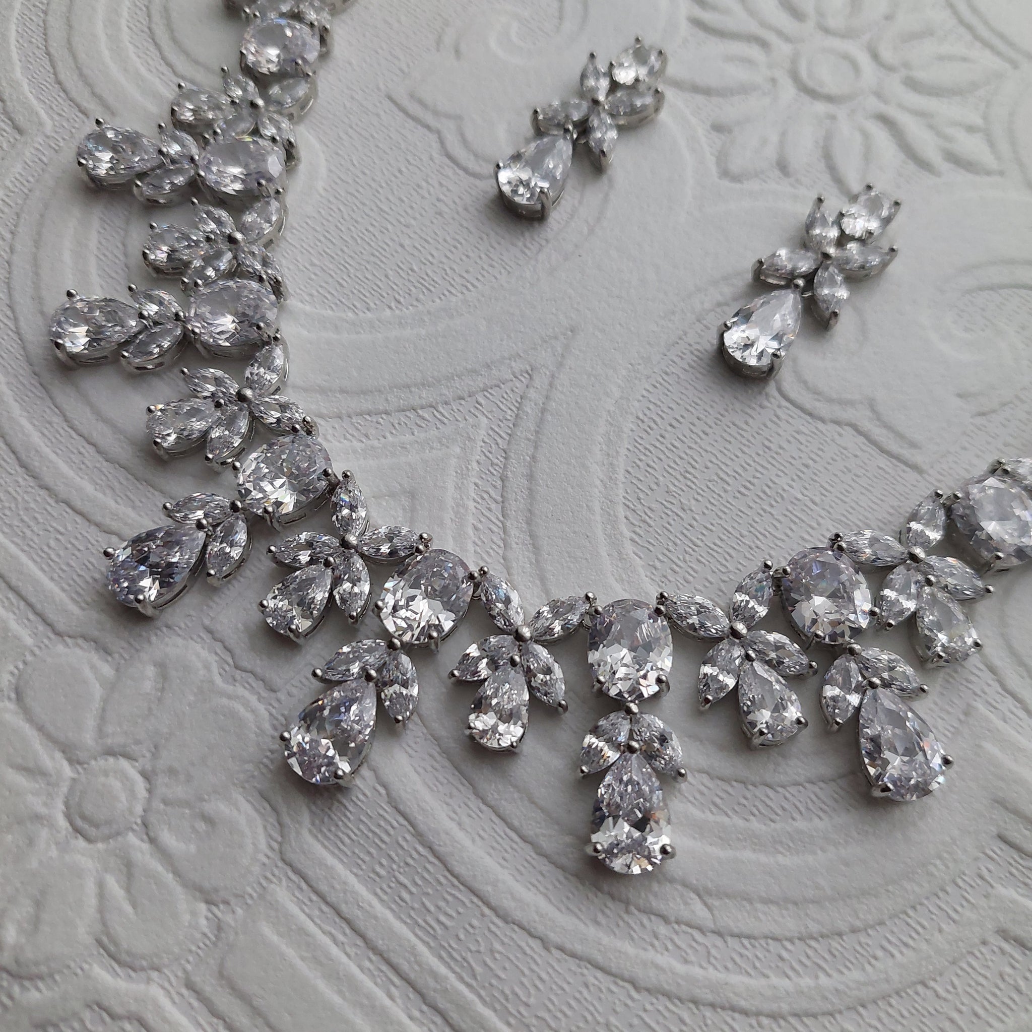 A Statement Crystal Necklace and Earrings Set