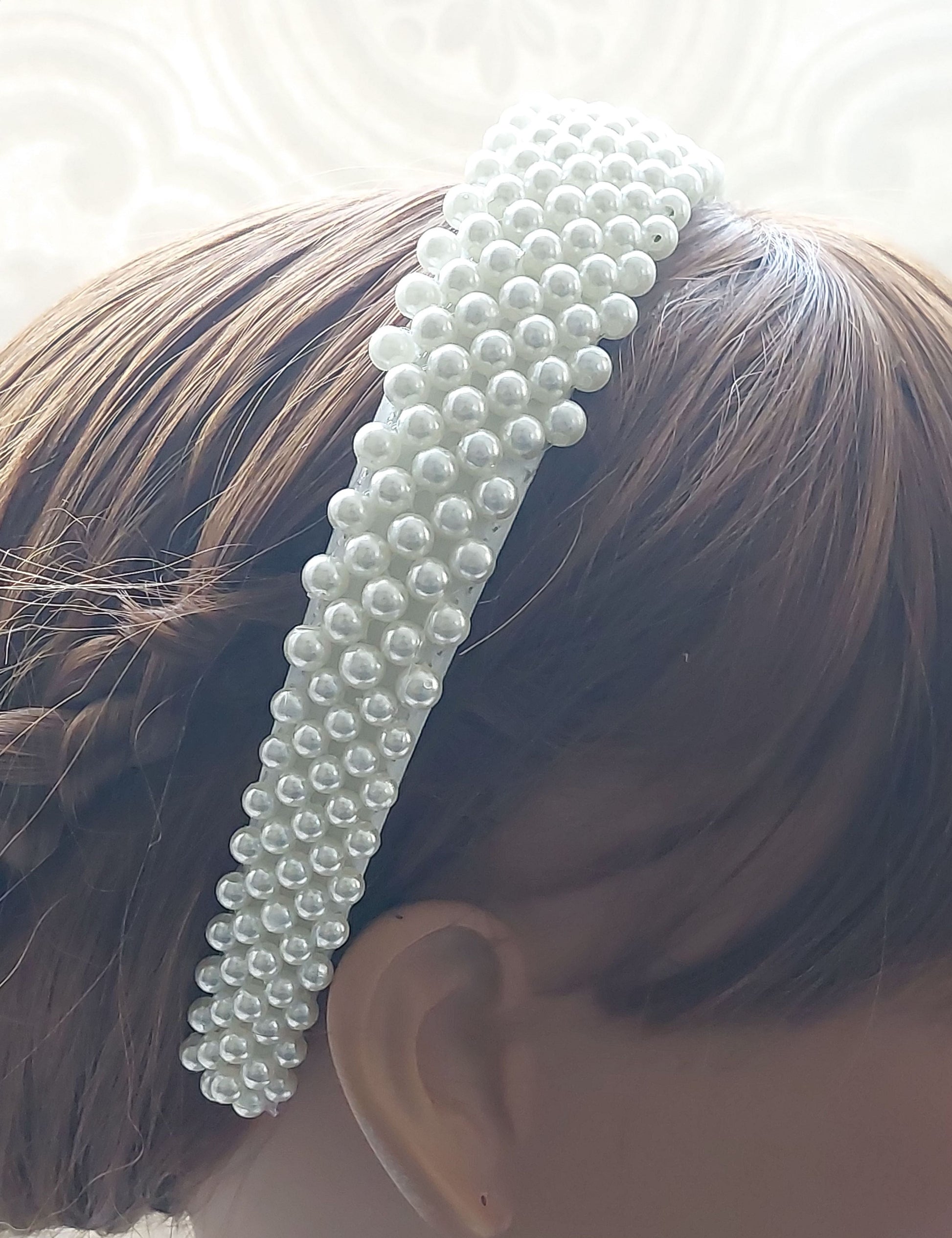 Flat Ivory Pearl Headband