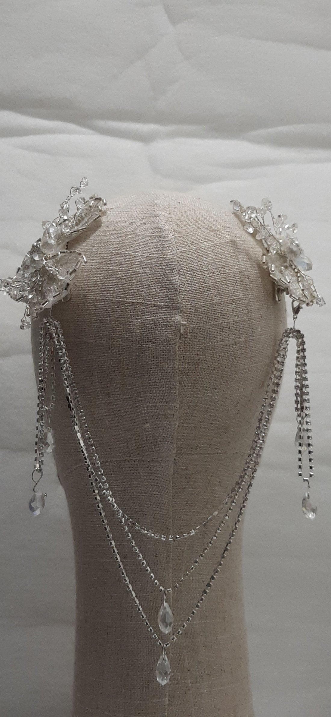 Chinese Inspired Beaded Flower Hair Link Drop