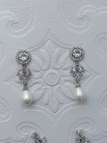 Crystal and Pearl Drop Earrings