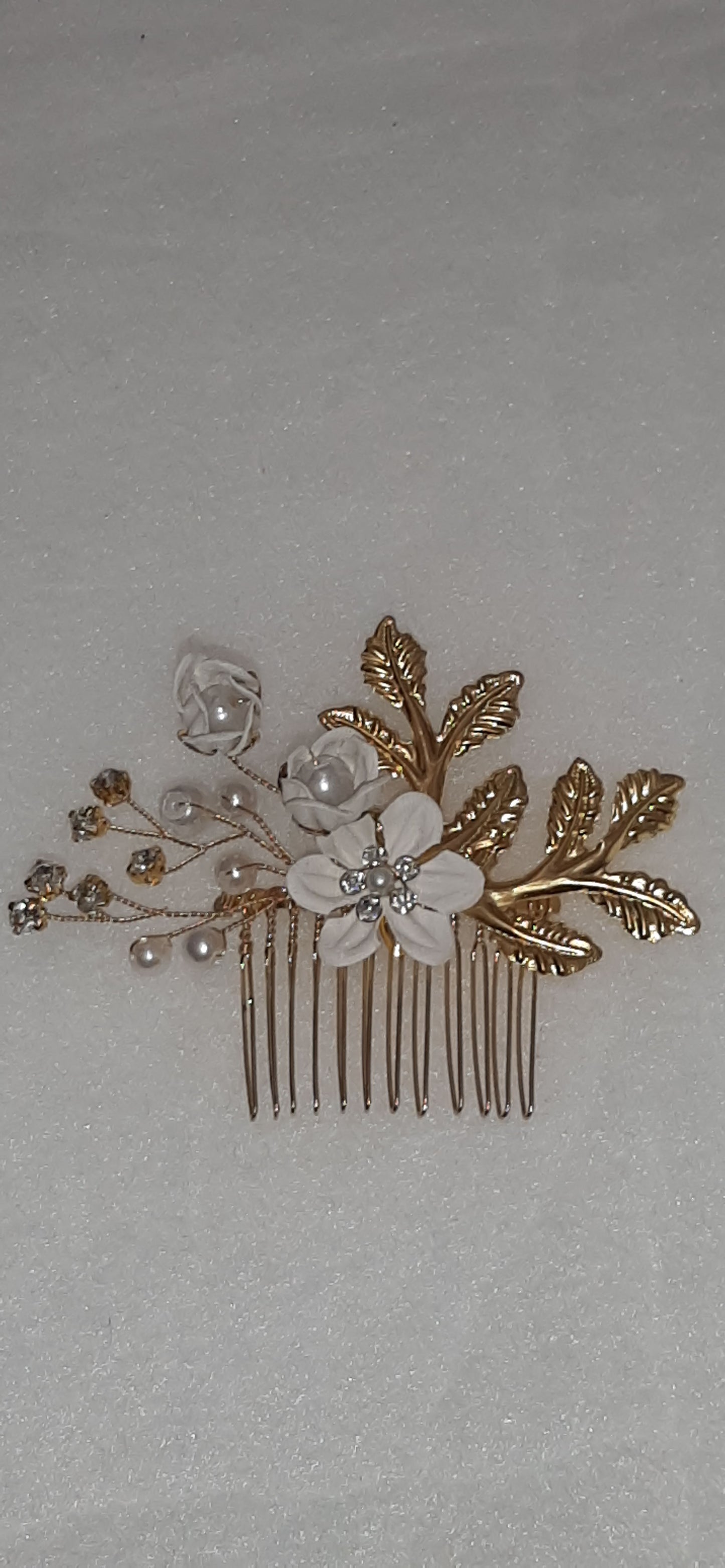 Small Gold and Ivory Flower Haircomb