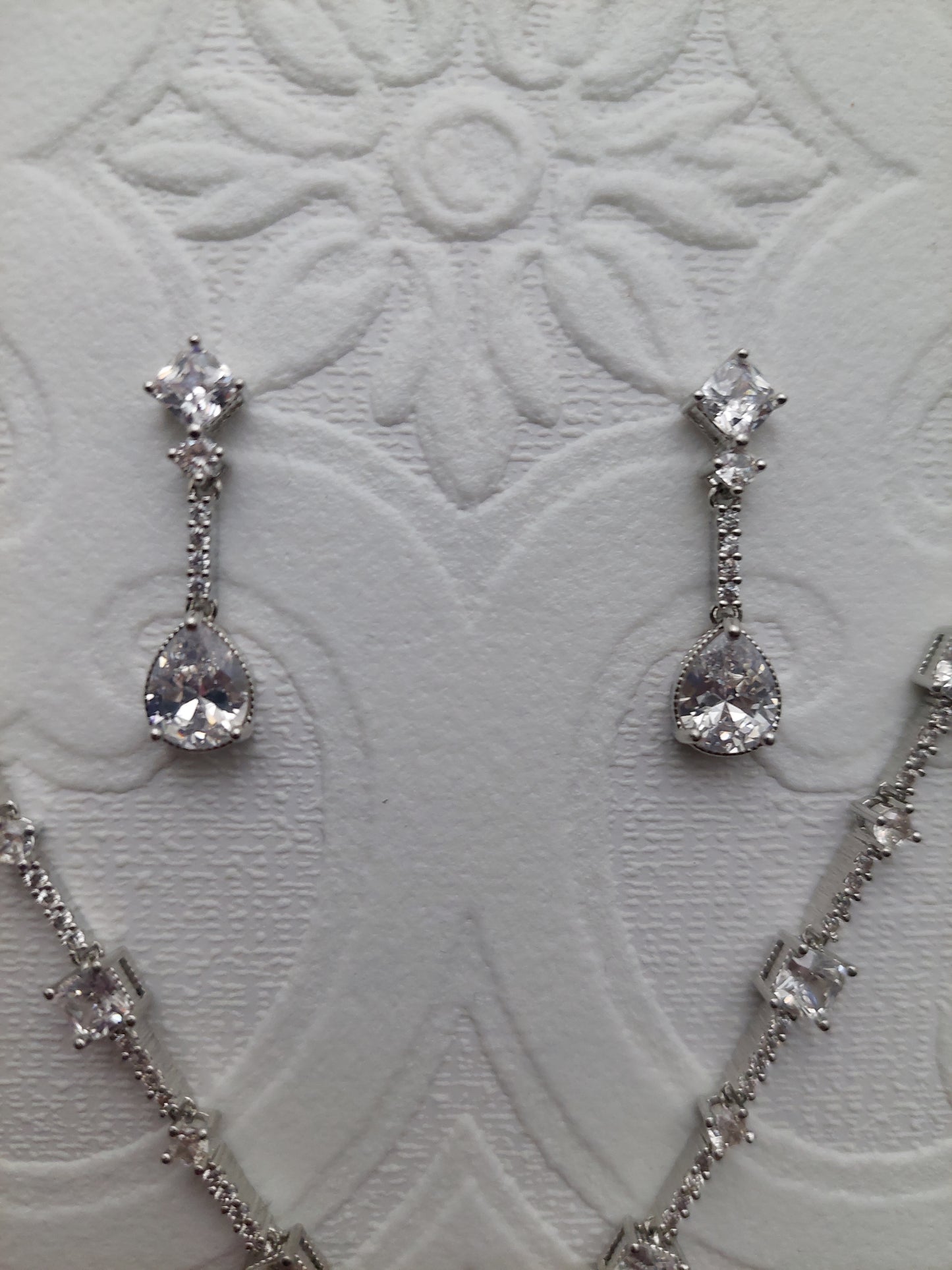 Crystal Art Deco Teardrop Necklace and Earrings Set