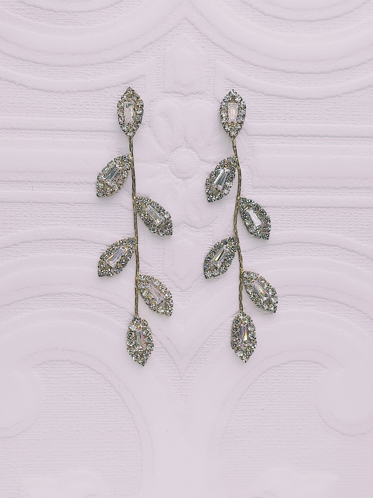 Long Gold Petal Drop Earrings