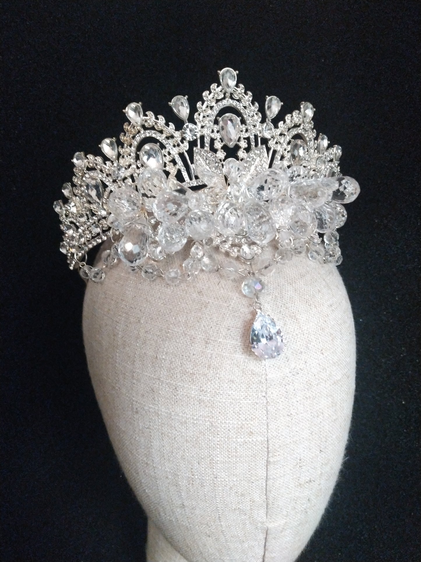 Large Waterdrop Beaded Crown