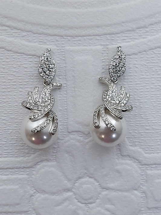 Ornate Crystal Pearl Earrings