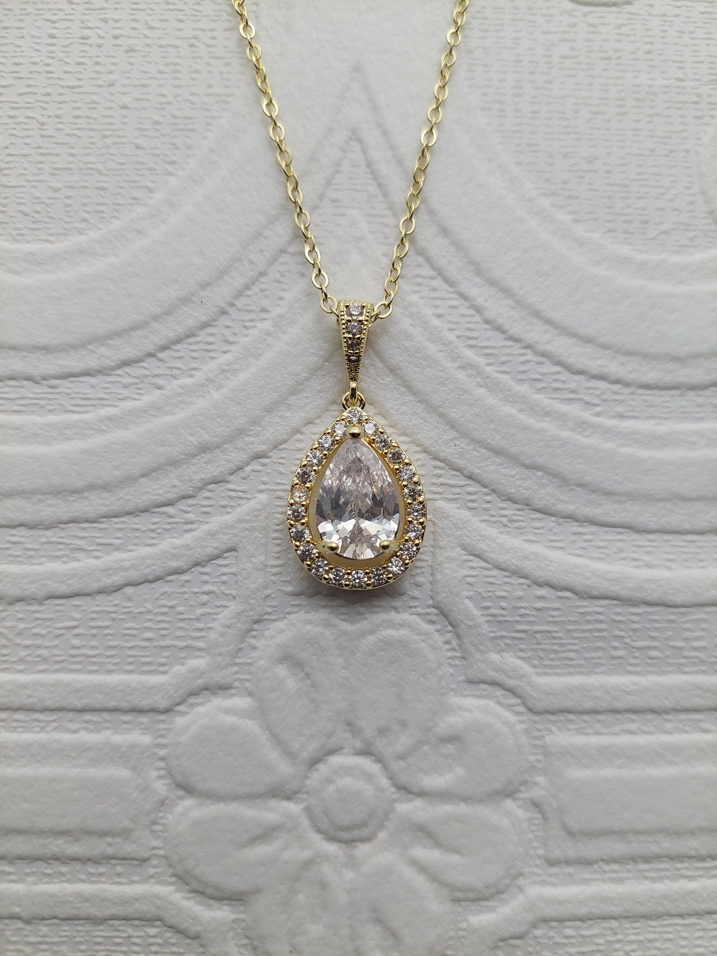 Gold Colour Teardrop Necklace