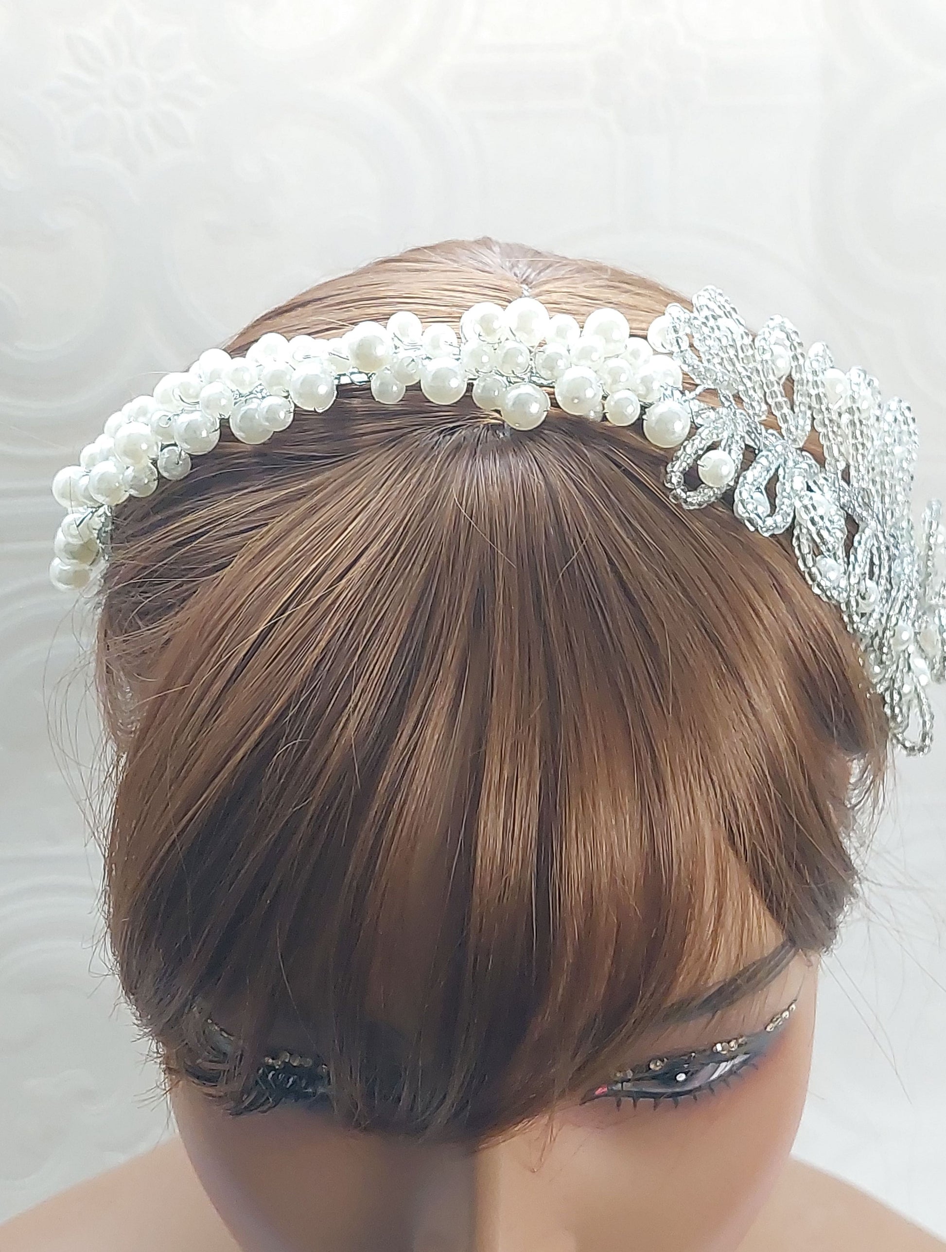 Handmade Ivory Pearl / Floral Beaded Headband