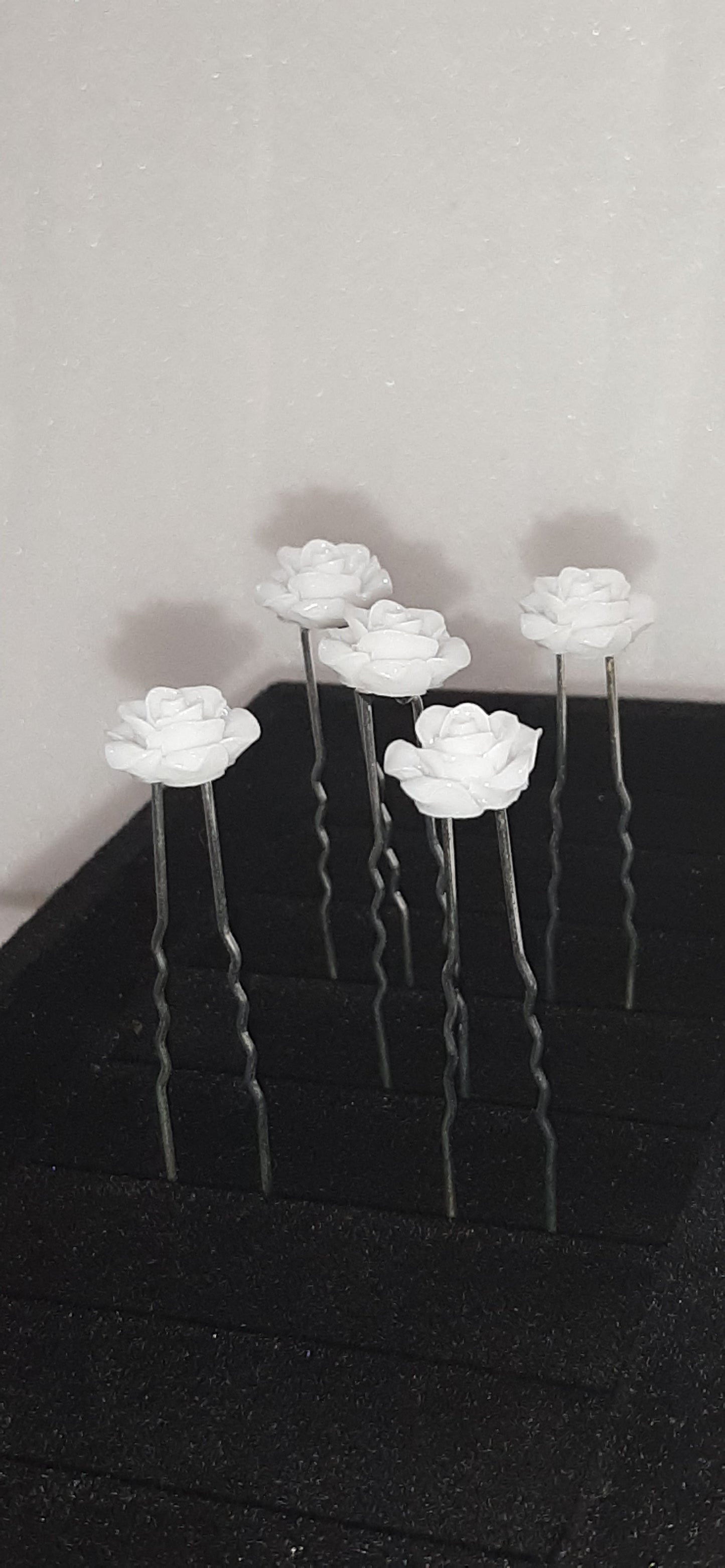 White Rose Acrylic Flower Hair Pins