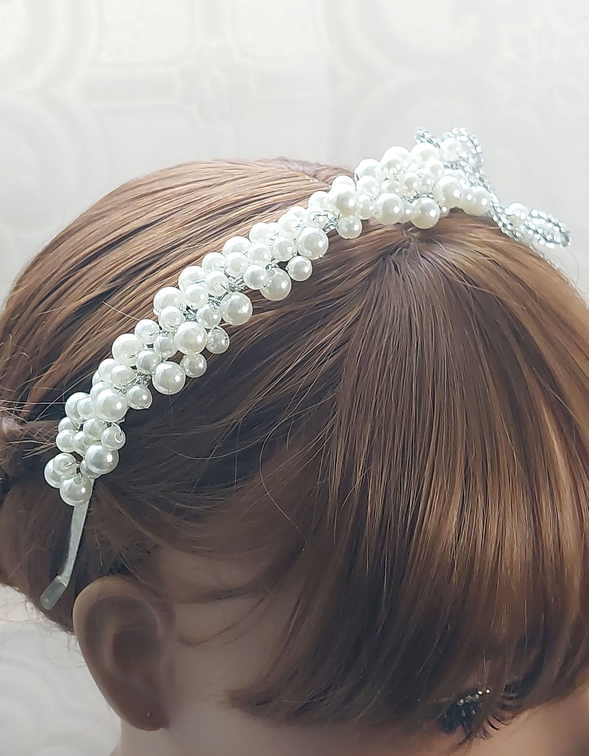 Handmade Ivory Pearl / Floral Beaded Headband