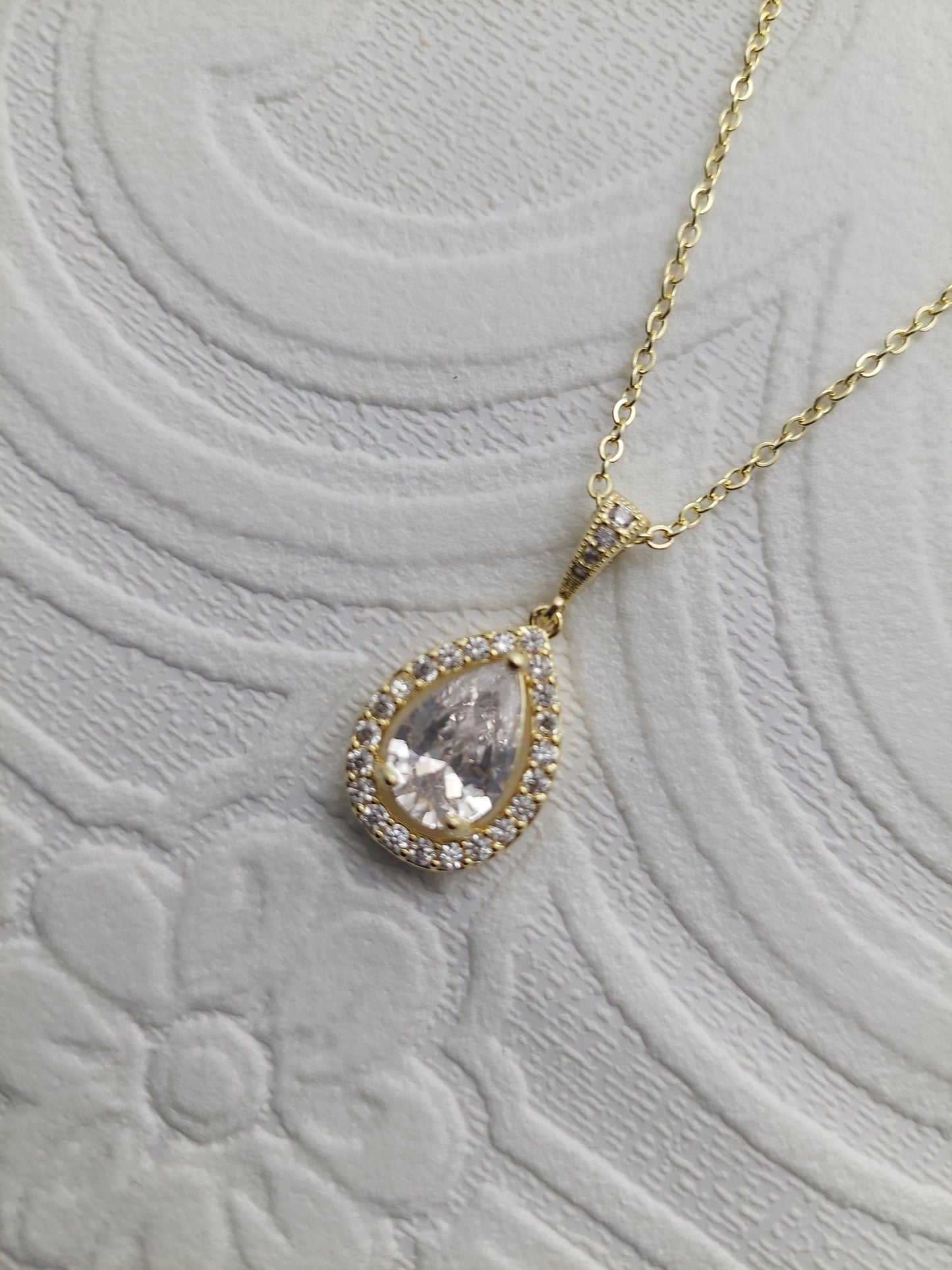 Gold Colour Teardrop Necklace