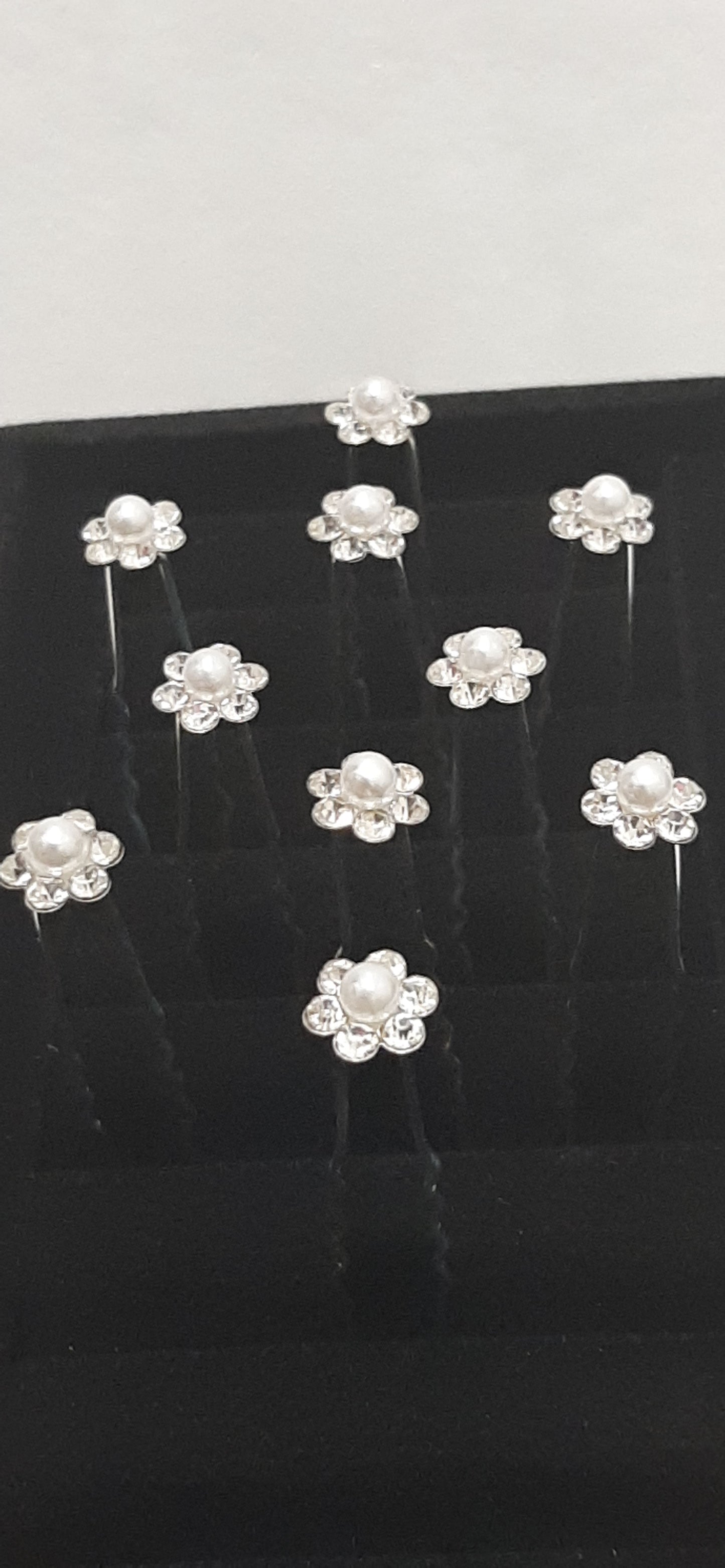 Daisy Pearl Rhinestone Hair Pins Set of 10