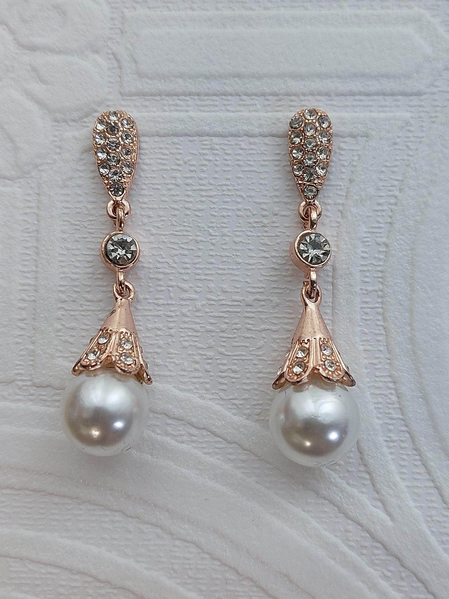 Rose Gold Pearl Drop Earrings