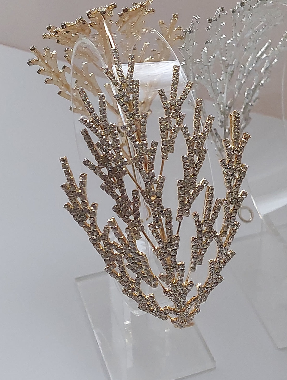 Gold Crystal Fan Headpiece