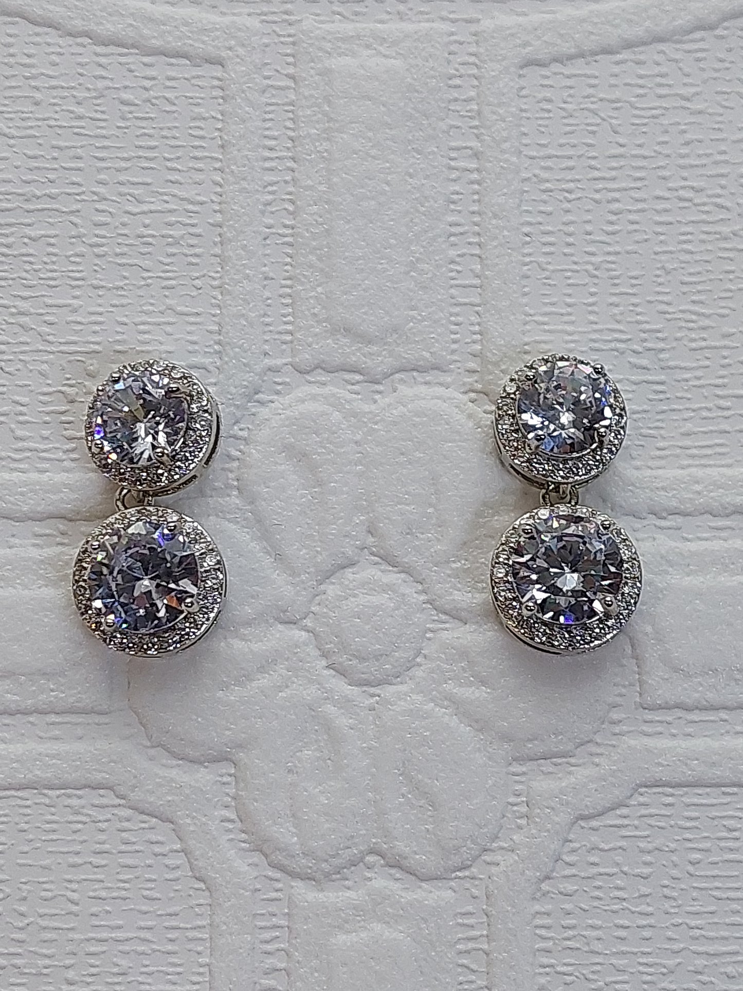 Double Round Crystal Drop Earrings