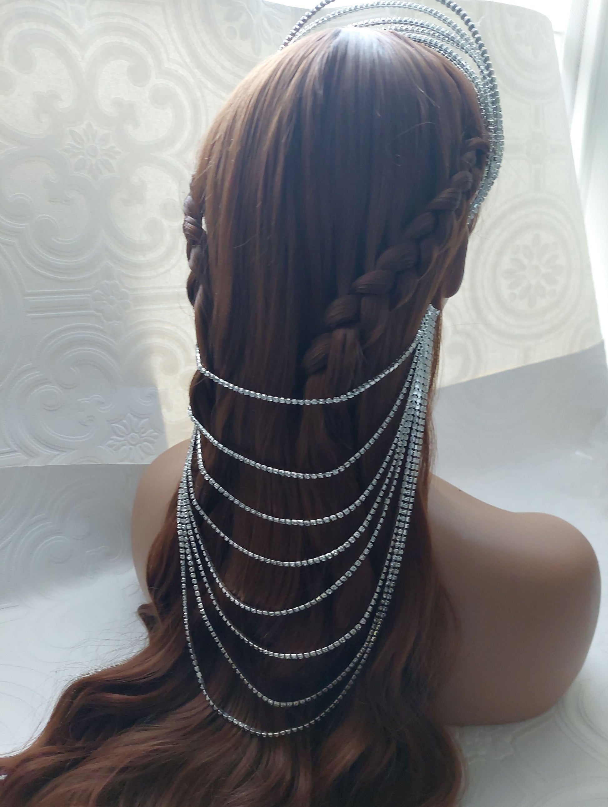 Rhinestone Hairband with Drape Attachment