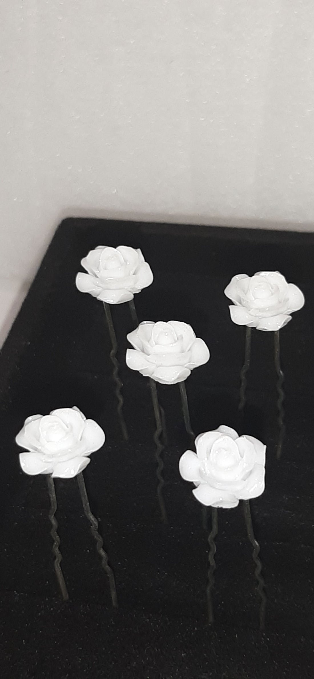 White Rose Acrylic Flower Hair Pins