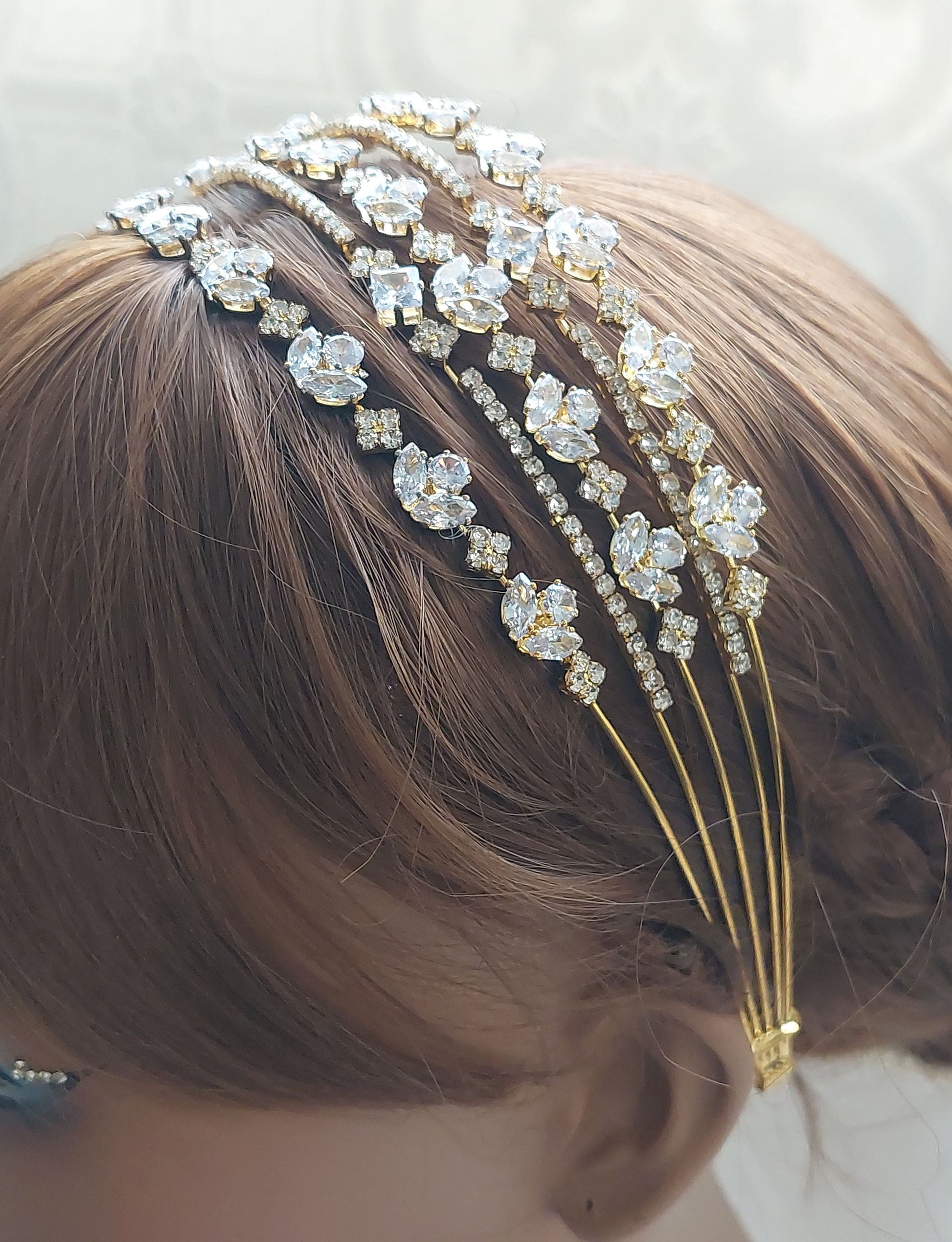 Cubic Zirconia Gold Headband