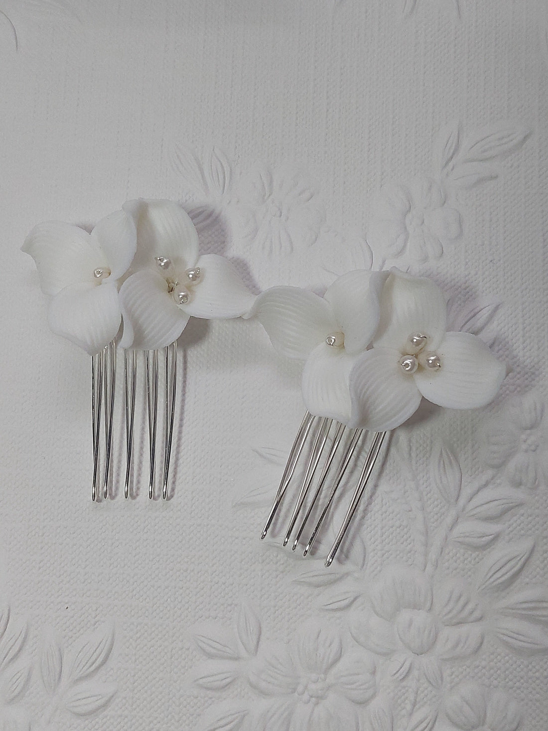 Clay Flower Haircomb x 2