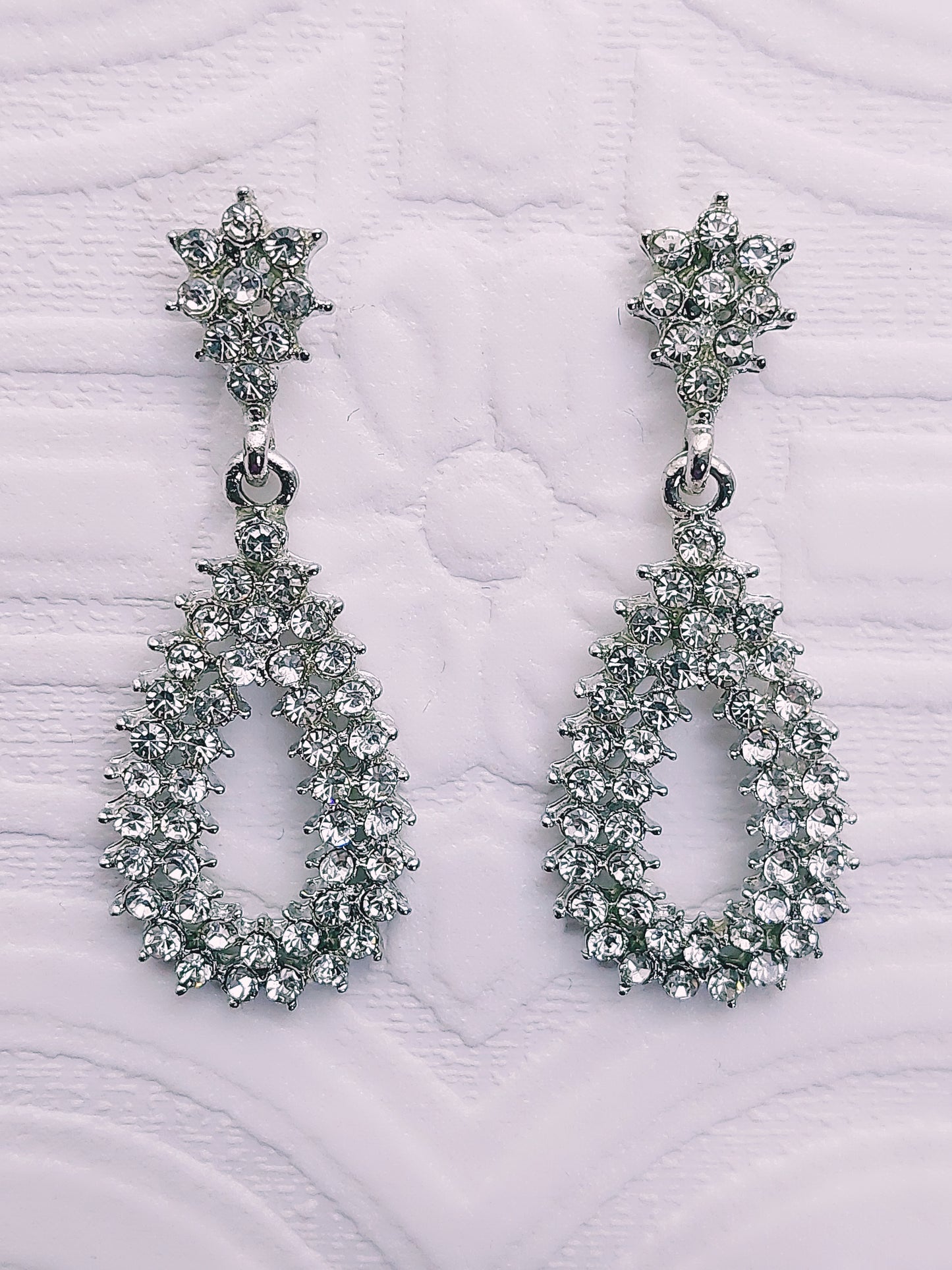 Crystal Hollow Teardrop Earrings