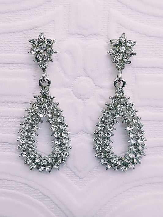 Crystal Hollow Teardrop Earrings