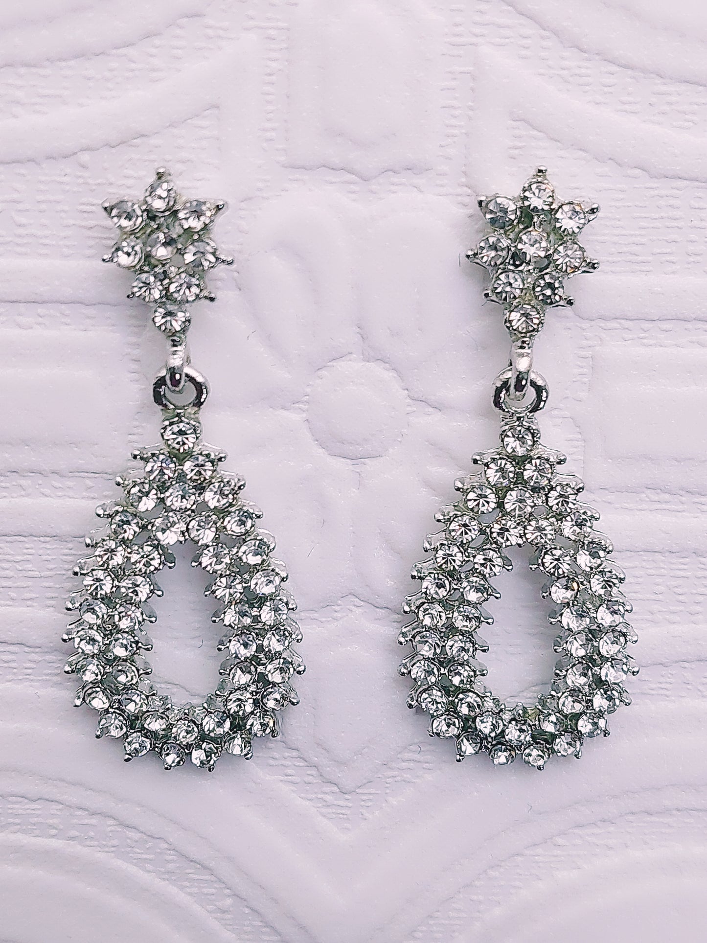 Crystal Hollow Teardrop Earrings