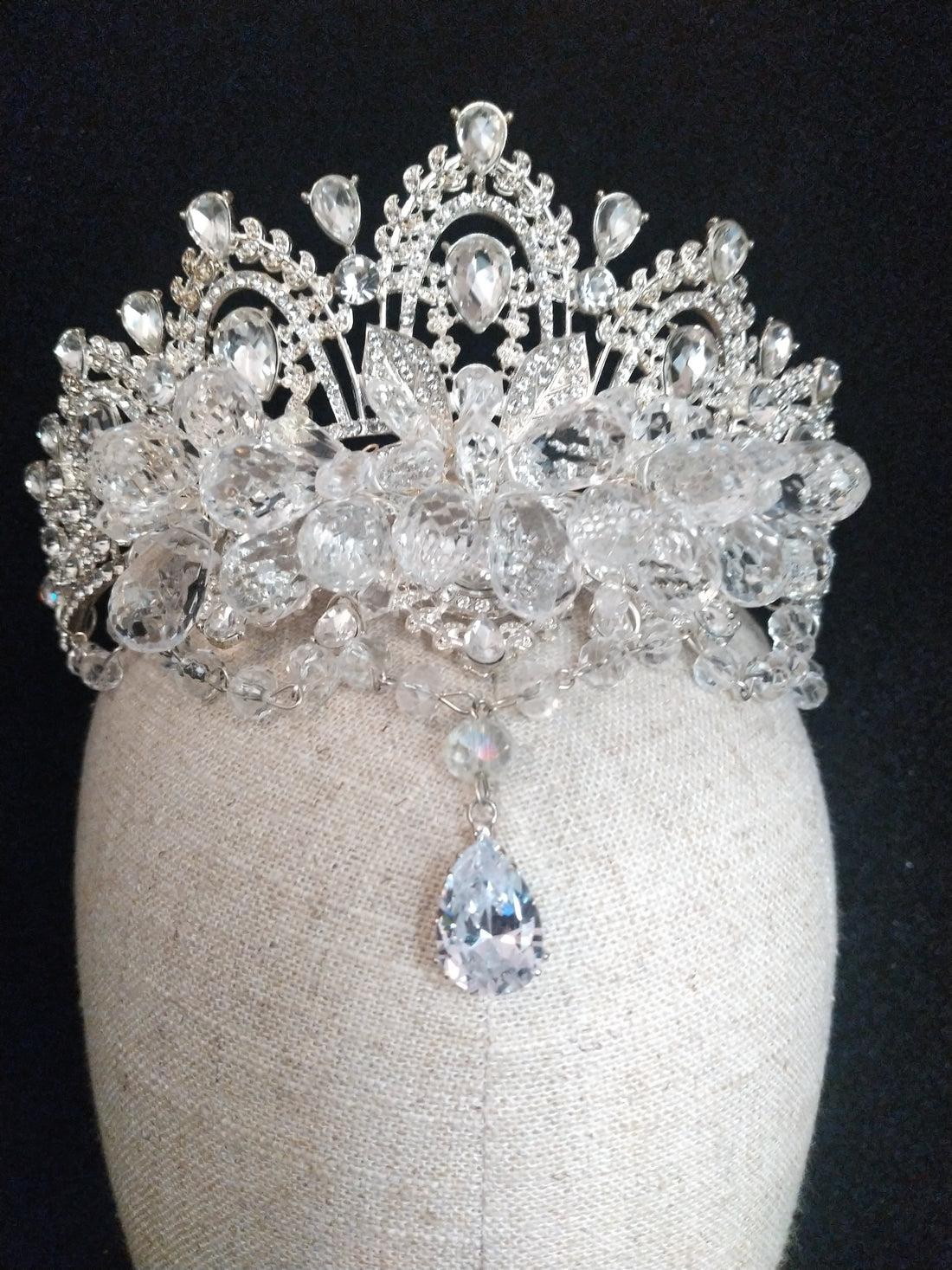 Large Waterdrop Beaded Crown