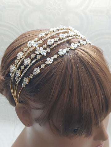 Cubic Zirconia Gold Headband