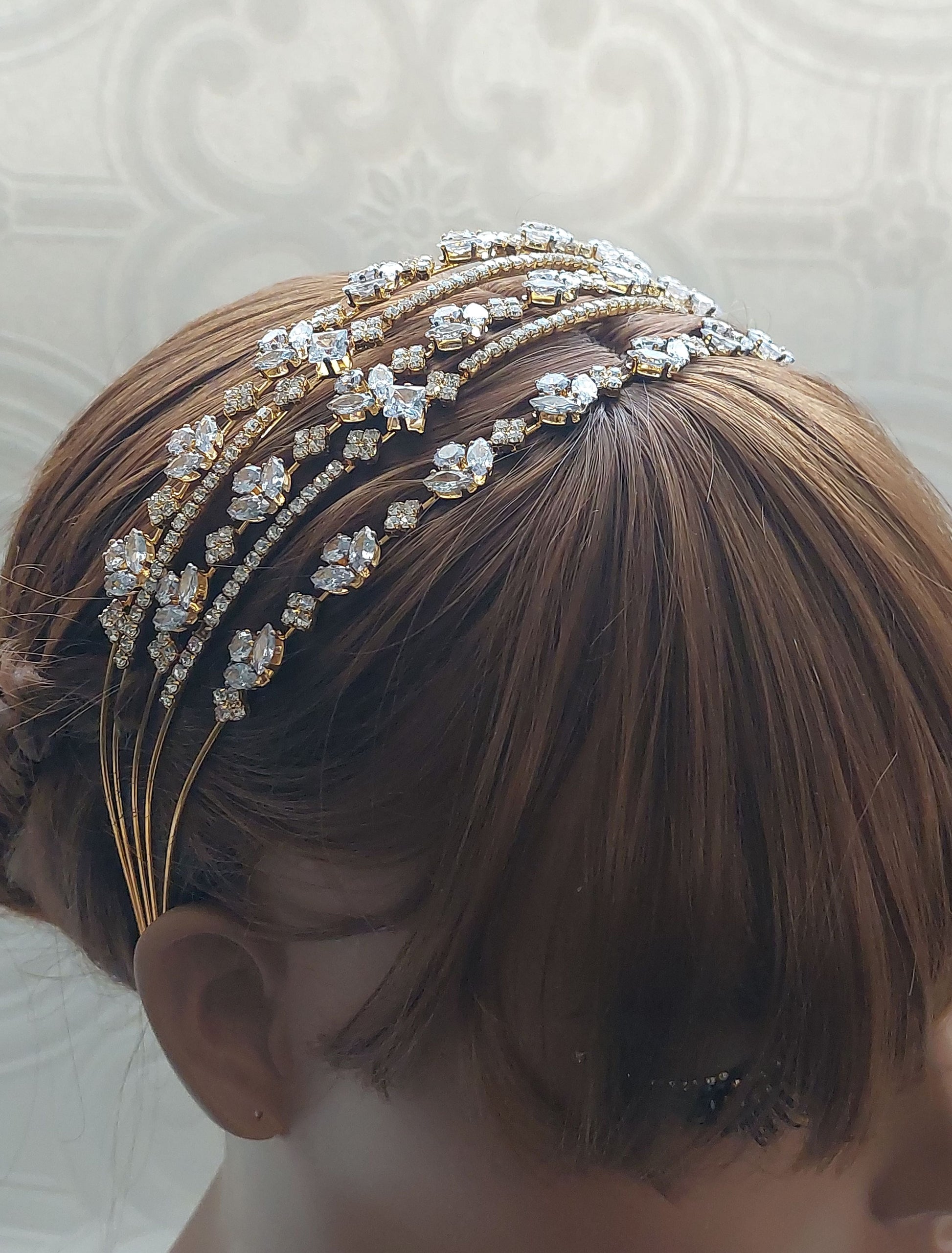 Cubic Zirconia Gold Headband
